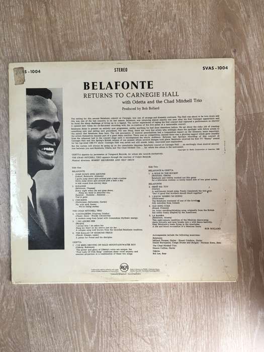 Harry Belafonte  Belafonte Returns To Carnegie Hall - Vinyl LP Record - Opened  - Very-Good...