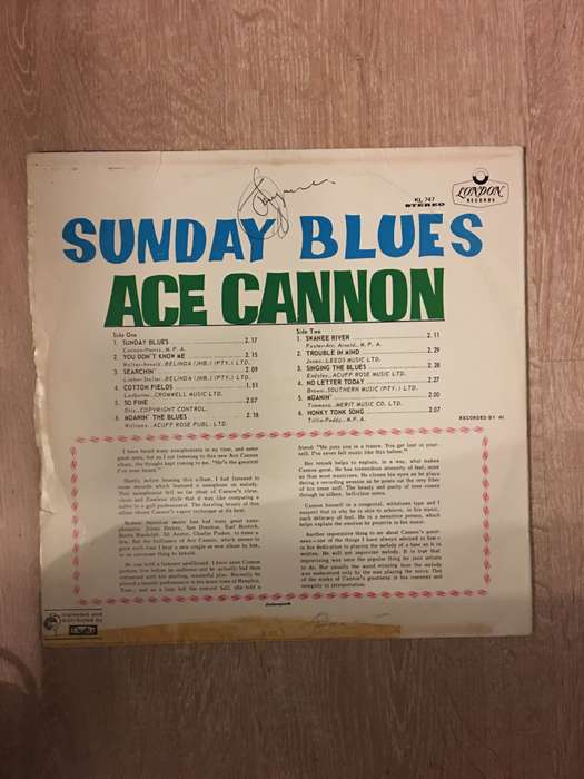 Sunday Blues - Ace Cannon - Vinyl LP Record - Very-Good+ Quality (VG+)