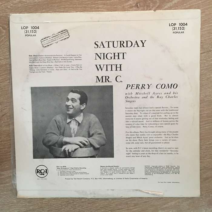 Perry Como - Saturday Night with Mr C - Vinyl LP Record - Opened  - Good Quality (G)