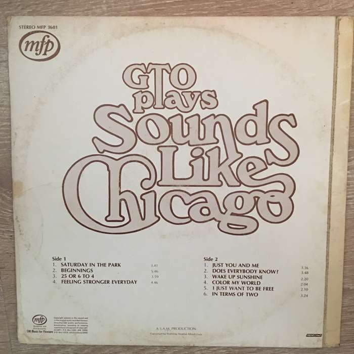 GTO Plays Sounds Like Chicago - Vinyl LP Record - Opened  - Very-Good Quality (VG)