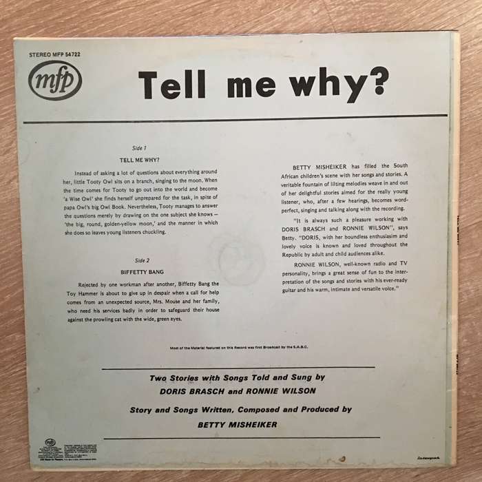 Tell Me Why - Betty Misheiker - Vinyl LP Record - Opened  - Very-Good+ Quality (VG+)