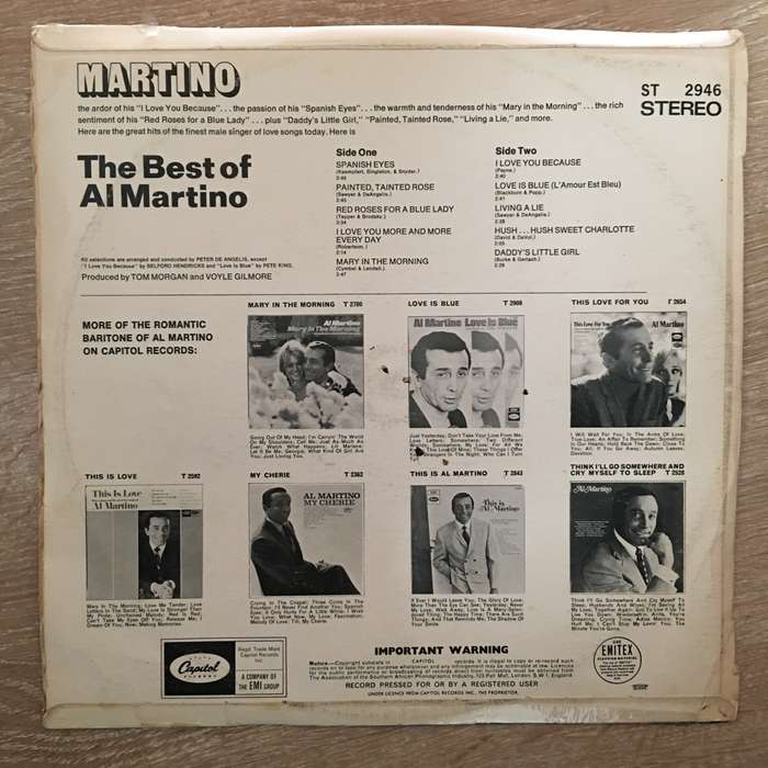 The Best Of Al Martino - Vinyl LP Record - Opened  - Good Quality (G)