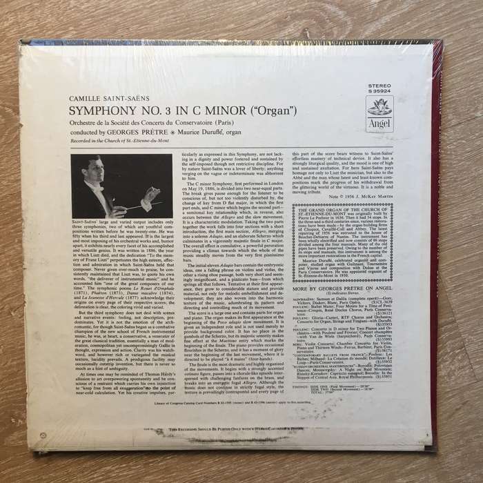 Saint-Saens-  The Paris Conservatoire Orchestra, Symphony No. 3 In C Minor With Organ.  - Viny...