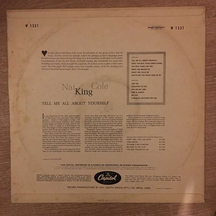 Nat King Cole  Tell Me All About Yourself - Vinyl LP Record - Opened  - Very-Good+ Quali...