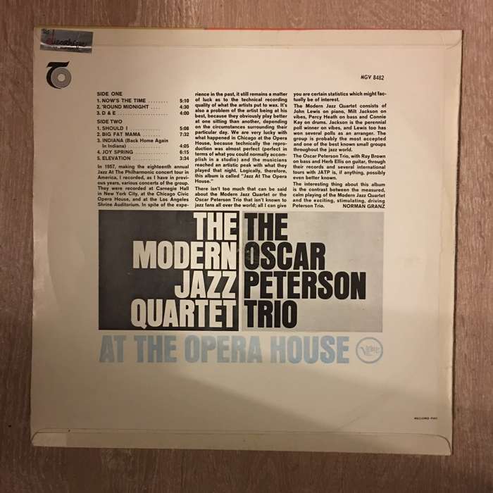The Modern Jazz Quartet And The Oscar Peterson Trio  At The Opera House - Vinyl LP Record -...