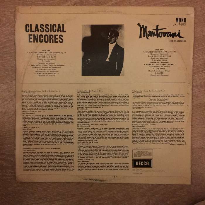 Mantovani - Classical Encores - Vinyl LP Record - Opened  - Very-Good Quality (VG)