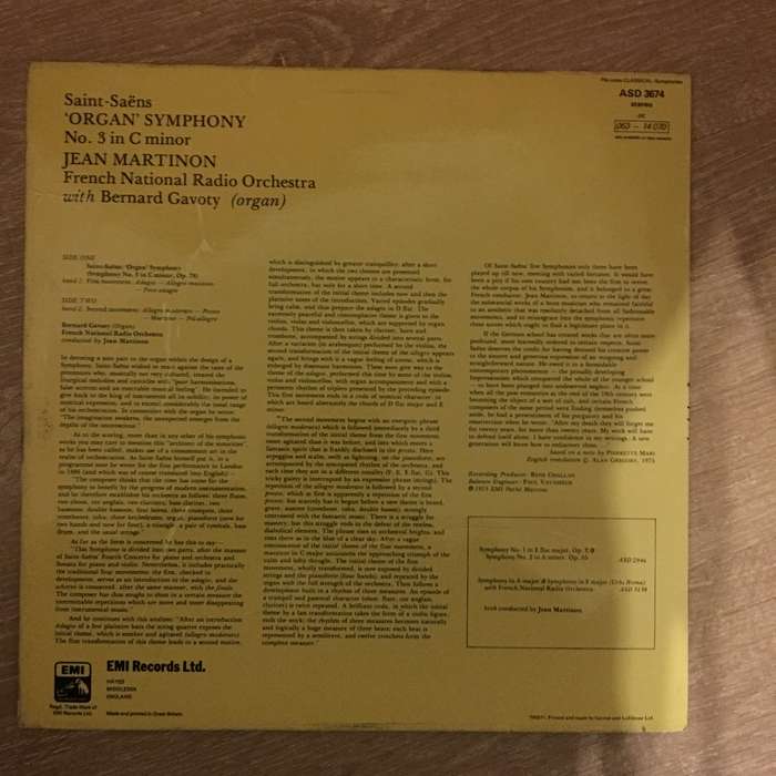 Saint-Saëns - Orchestre National de l'O.R.T.F., Jean Martinon, Bernard Gavoty  Symphonie N...