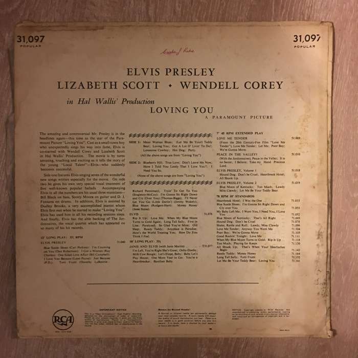 Elvis Presley  Loving You - Vinyl LP Record - Opened  - Good Quality (G)