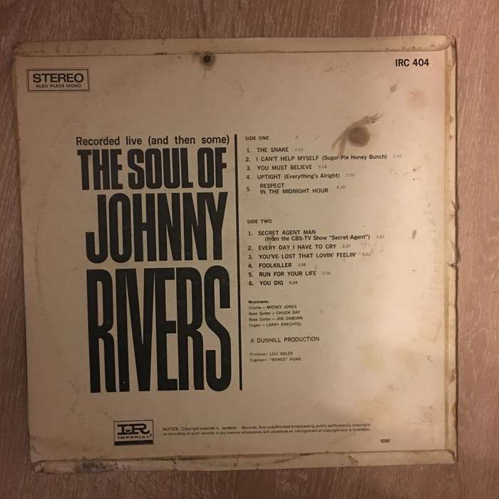 The Soul Of Johnny Rivers - Vinyl LP Record - Opened  - Good Quality (G)