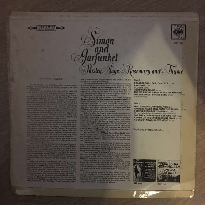 Simon And Garfunkel  Parsley, Sage, Rosemary And Thyme - Vinyl LP Record - Opened  - Good+ ...