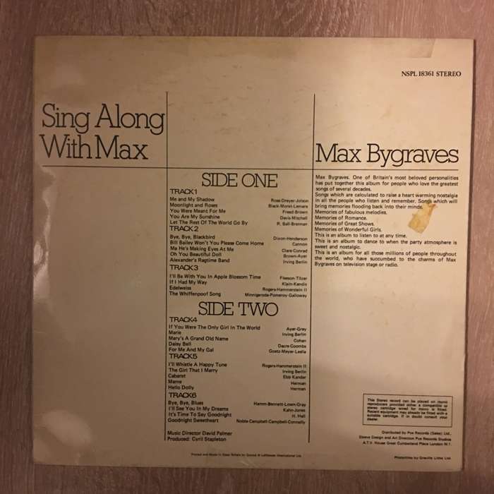 Max Bygraves - Sing Along With Max - Vinyl LP Record   - Very-Good+ Quality (VG+)