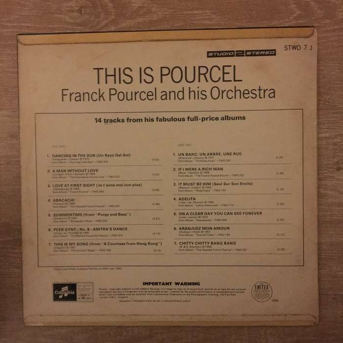 Franck Pourcel And His Orchestra  This Is Pourcel -  Vinyl LP Record - Very-Good+ Quality (...