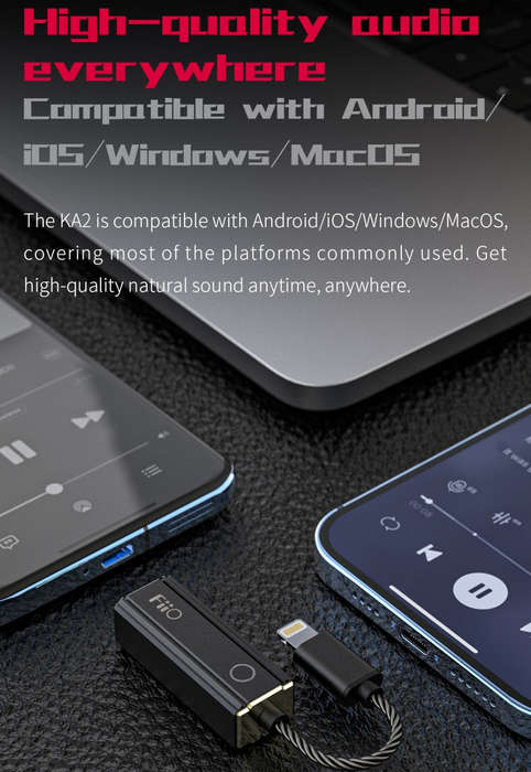 FiiO KA2-LT - Hi-Res Audio Balanced DAC & Headphone Amplifier (with 4.4mm Balanced headphone outp...