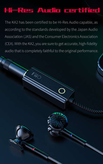 FiiO KA2-LT - Hi-Res Audio Balanced DAC & Headphone Amplifier (with 4.4mm Balanced headphone outp...