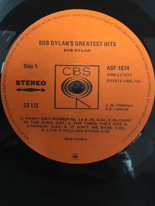 Bob Dylan  Bob Dylan's Greatest Hits (ASF) - Vinyl LP Record  - Very-Good+ Quality (VG+)
