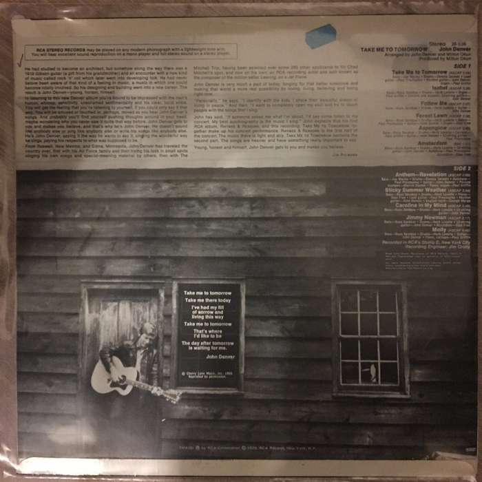John Denver - Take me to Tomorrow - Vinyl LP Record (VG+)