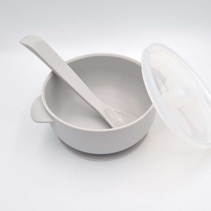 Silicone Suction bowl with lid and spoon