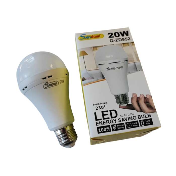 Two Loadshedding LED 20W Rechargeable Bulbs with Battery, Bayonet