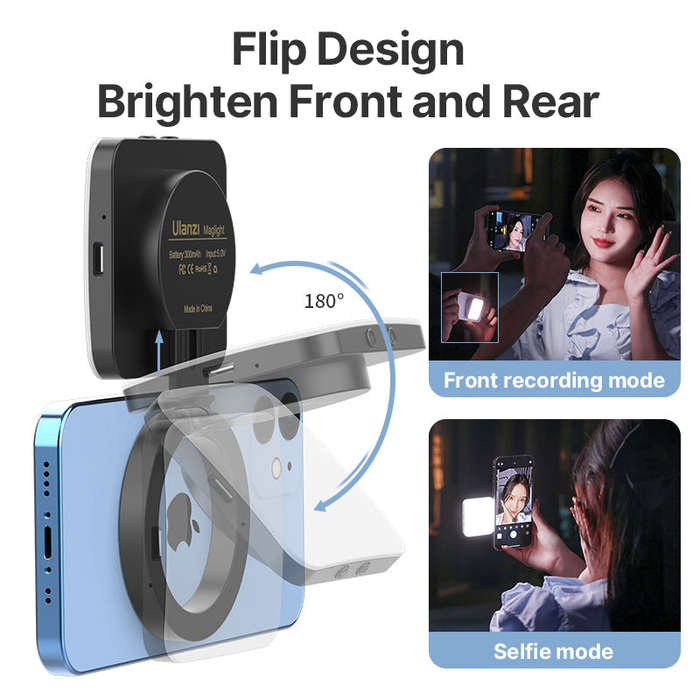 Ulanzi LT010 Magnetic Magsafe Video Light For Vlogging & Selfies Black