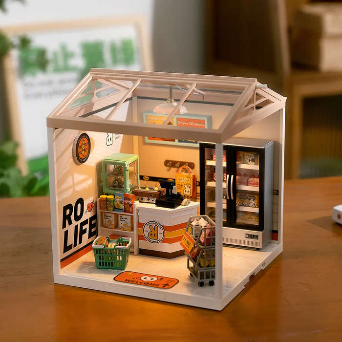 Robotime Super Creator Energy Supply Store Plastic DIY 3D Miniature Dollhouse