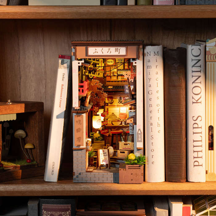 Robotime Sakura Wine Alley DIY Book Nook Shelf Insert Miniature Dollhouse