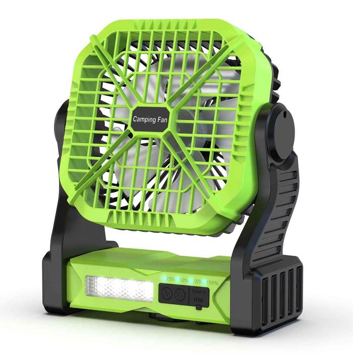 MD-F910A Rechargeable Outdoor Camping Fan with LED Light & Power Bank