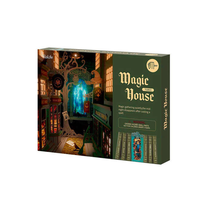 Robotime Magic House 3D Wooden DIY Miniature Dollhouse Book Nook