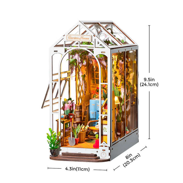 Robotime Holiday Garden House DIY Book Nook Shelf Insert Miniature Dollhouse