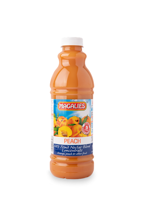 6 x MAGALIES 1 liter Peach 48% Concentrate (Sold 6x 1L Per Case)