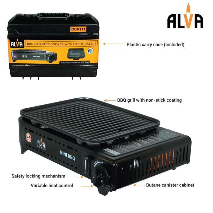 Alva Butane Canister Mini BBQ Cooker + Carry Case