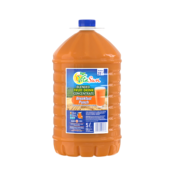 Vita Sun 2 X 5L Breakfast Punch 8% Blended Fruit Drink Concentrate 5 Liter (Sold 2 x 5L Per Case)