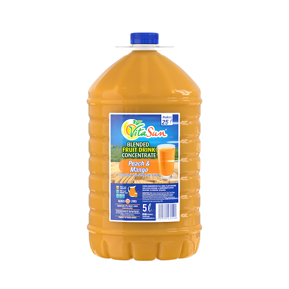 Vita Sun 2 X 5L Peach Mango 8% Blended Fruit Drink Concentrate 5 Liter (Sold 2 x 5L Per Case)