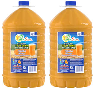 Vita Sun 2 X 5L Peach Mango 8% Blended Fruit Drink Concentrate 5 Liter (Sold 2 x 5L Per Case)