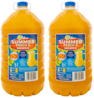 Vita Sun 2 X 5L Summer Peach Mango Summer Range (Sold 2 X 5 L Per Case)