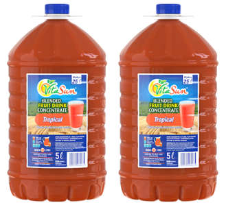 Vita Sun 2 X 5L Tropical Punch 8% Blended Fruit Drink Concentrate 5 Liter (Sold 2 x 5L Per Case)