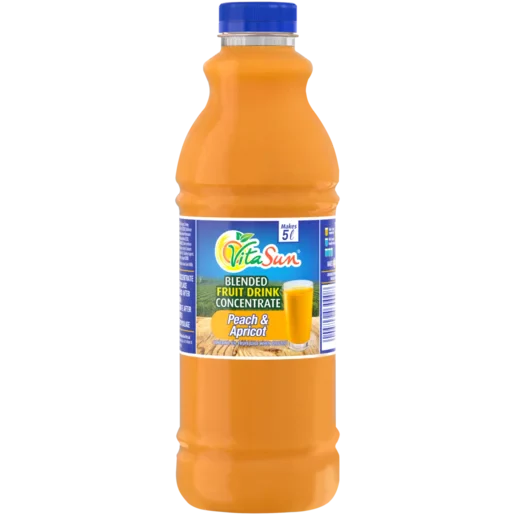 Vita Sun 9 X 1Lt Peach Apricot 8% Blended Fruit Drink Concentrate 1 Liter (Sold 9 x 1L Per Case)