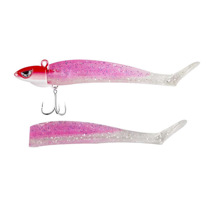 Fishing Lure Soft Minnow Style with Jig Head Glitter Light Purple