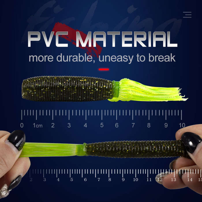 Fishing Lure Soft PVC Worm Tube Body  4 per packet colour White Silver Flakes