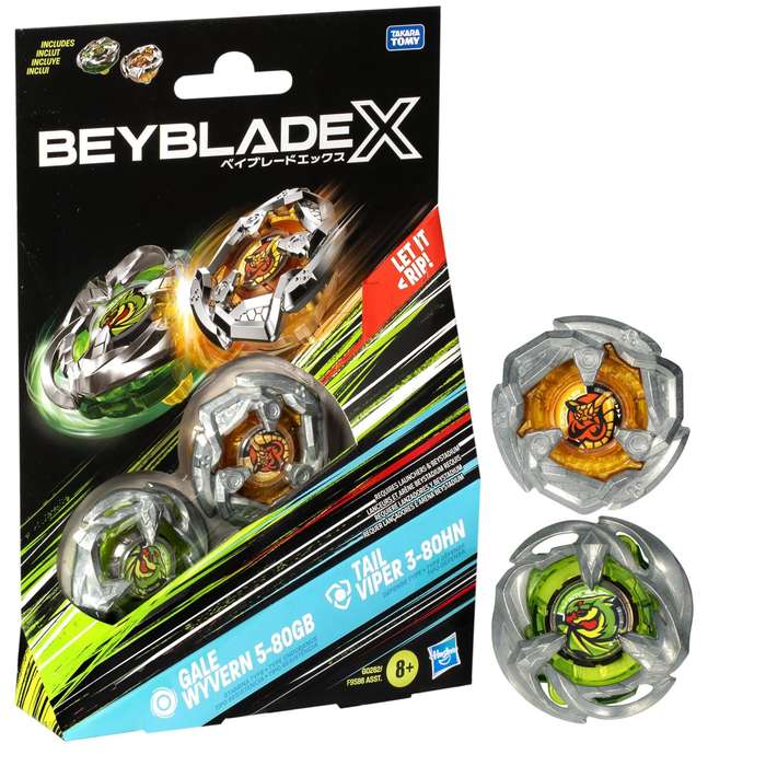 Beyblade X - Dual Pack - Gale Wyvern 5 -80GB (Stamina) & Tail Viper 3 -80HN (Defense)