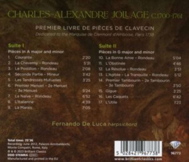 Fernando De Luca - Jollage: Premier Livre De Pieces De Clavecin (CD)