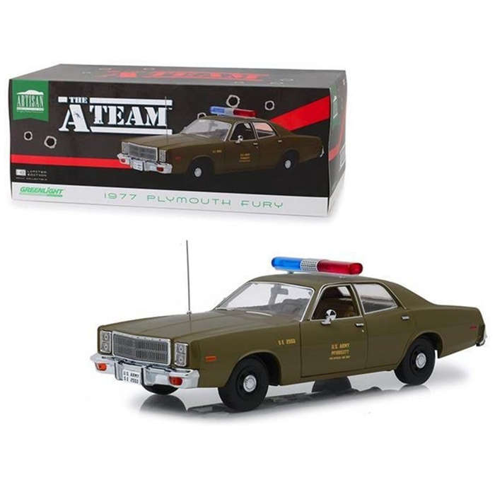 Greenlight Collectibles - 1/18 The A-Team  (1983-87 TV) - 1977 Plymouth Fury US Army Police (Diec...