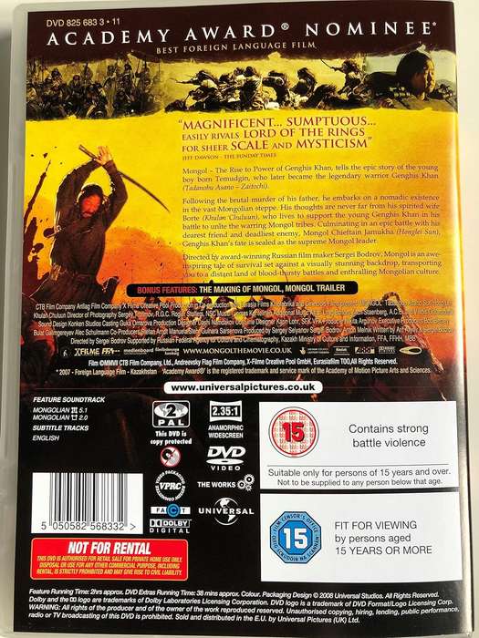 Mongol: The Rise of Genghis Khan (2007) (DVD) (Second-Hand)
