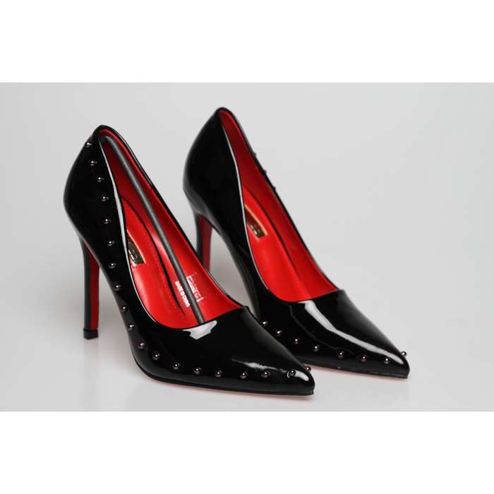 Classy Red Bottom Patent Heel - BLACK / 5