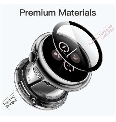 GOOGLE PIXEL WATCH 2 PREMIUM PROTECTIVE CASE/SCREEN PROTECTOR BLACK/CLEAR 2PK | JETECH