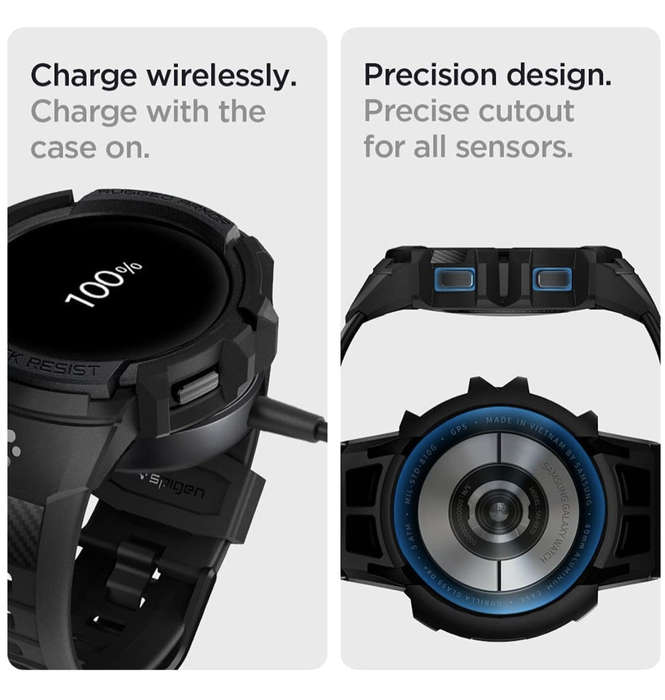 SAMSUNG GALAXY WATCH 4 PREMIUM RUGGED ARMOR PRO CASE 44MM BLACK | SPIGEN
