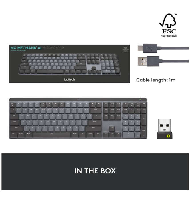 LOGITECH MX MECHANICAL WIRELESS ILLUMINATED PERFORMANCE KEYBOARD LINEAR EDITION GRAPHITE