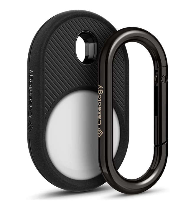 APPLE AIRTAG PREMIUM RUGGED TAG HOLDER CASE MATTE BLACK | CASEOLOGY