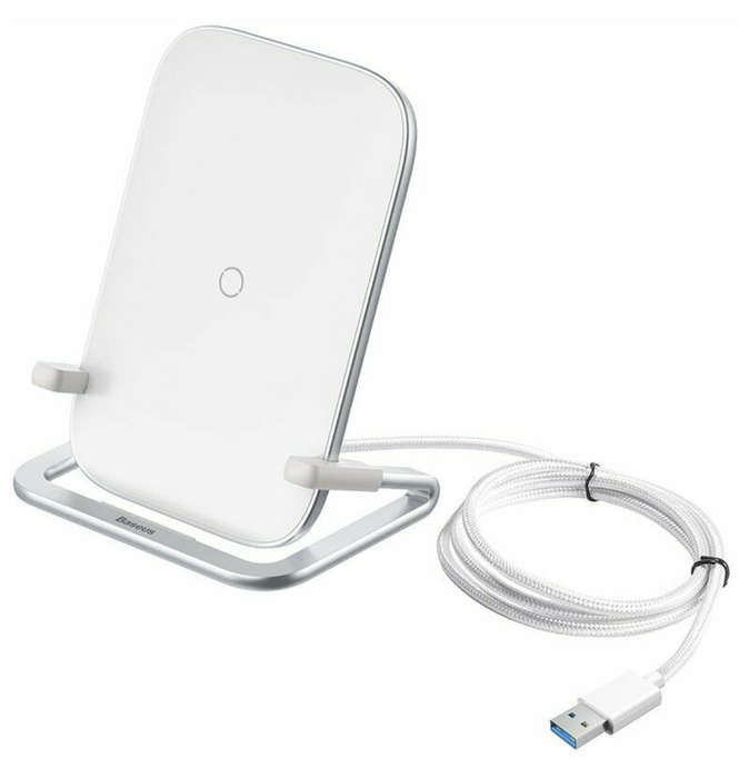 BASEUS 15W QI FAST CHARGING WIRELESS CHARGER STAND WHITE