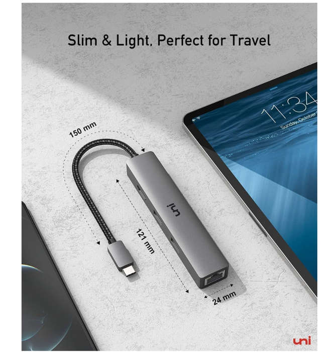 USB-C 6in1 MULTI PORT PD/HDMI/ETHERNET/USB/USB-C HUB | UNI