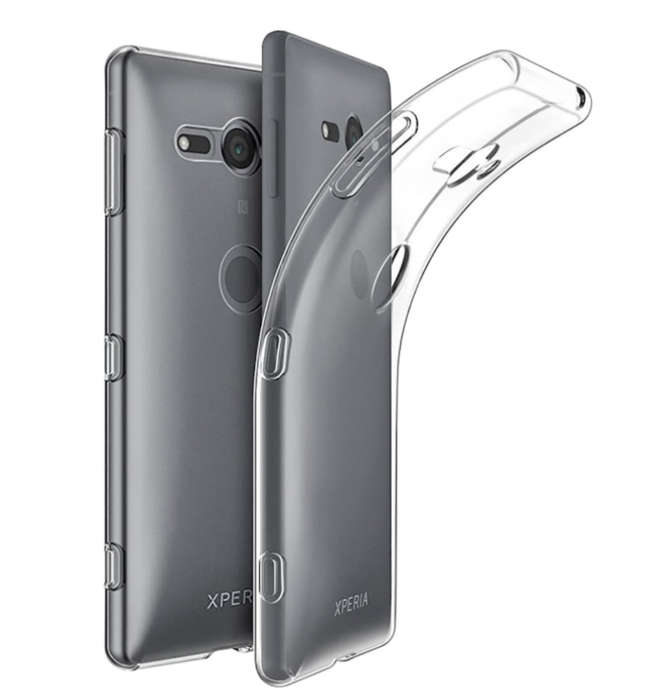SONY XPERIA XZ2 COMPACT SLIM FIT SOFT GEL CASE CLEAR AND TEMPERED GLASS SCREEN PROTECTOR